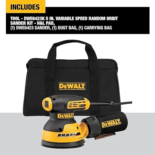 DEWALT Orbital Sander Kit, 5-Inch, Variable Speed (DWE6423K)