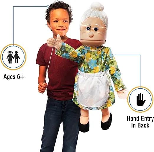 25" Granny, Peach Grandmother, Full Body, Ventriloquist Style Puppet