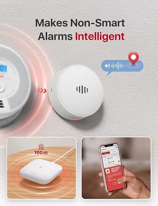 X-Sense Alarm Listener SAL100 with Voice Location, Real-Time Notifications, Alarm Smoke and CO Listener, Works with All Smoke Detectors and Carbon Monoxide Detectors, 1 Listener