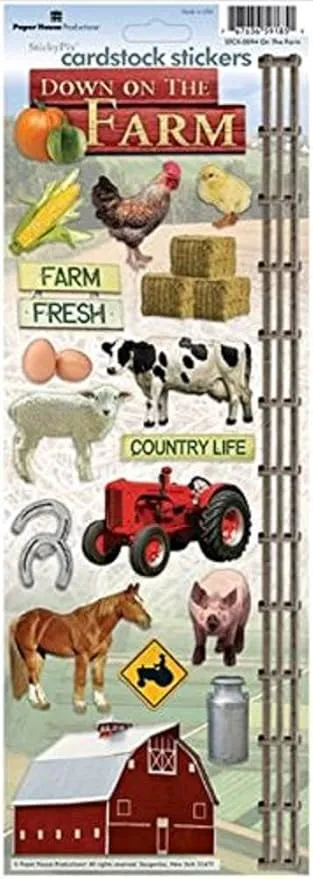 Paper House Productions STCX-0094E Cardstock Stickers, On the Farm (6-Pack)