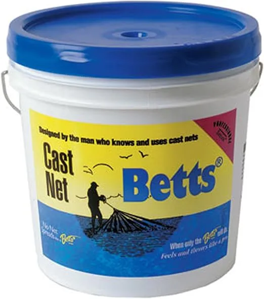 Betts 18-6 Mullet Cast Net, Mono, 6-Feet, 1-Inch Mesh, 1.2-Pound Lead per Ft Bucket