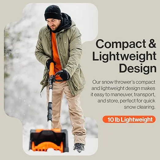 SuperHandy Snow Thrower/Power Shovel, Cordless Rechargeable DC 20V, Handheld, Lightweight | 10" in. Width 5" in. Depth, 25' ft Throwing Distance, 300 lbs per Min