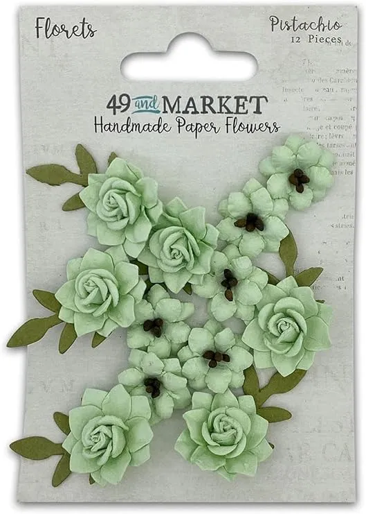 49 AND MARKET Pistachio Florets Paper Flowers 12 Count