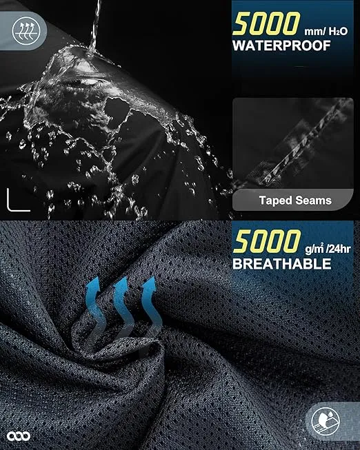 33,000ft Men's Rain Pants, Waterproof Rain Over Pants, Windproof Outdoor Pants for Hiking, Fishing