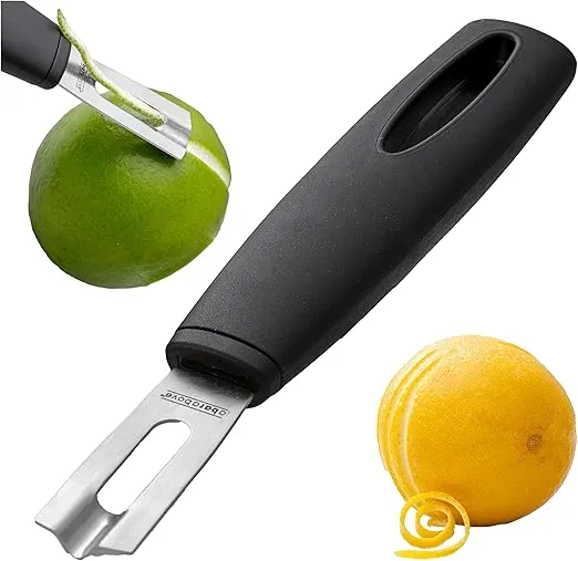 A Bar Above Premium Quality Channel Knife - Stainless Steel Bar Tool - Garnish for Cocktail Mixers - Lemon Zester & Fruit Peeler - Professional Grade Bar Accessory (Stainless Steel)