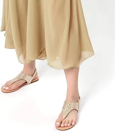 DREAM PAIRS Women's Rhinestone Casual Wear Cute Gladiator Flat Sandals Beach Dressy T-Strap Thong Sandals