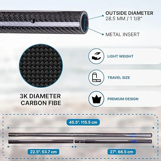 CKG Sand Scoops for Beach Metal Detecting Stainless Steel Beach Metal Detecting Shovel Underwater Treasure Hunting, Metal Detector Accessories(Bag + Scoop + Carbon Fiber Handle), (11x8 + Handle)