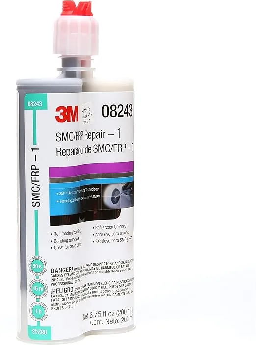 3M SMC/Fiberglass Repair Adhesive-1, 08243, Black, 200 mL Cartridge, Two-Part Urethane or Two-Part Epoxy Adhesive for Auto Repair Jobs