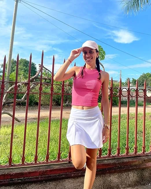 Stelle Women Tennis Skirt Inner Shorts Pleated Golf Athletic Skorts Pockets High Waisted Workout Running Pickleball Sports